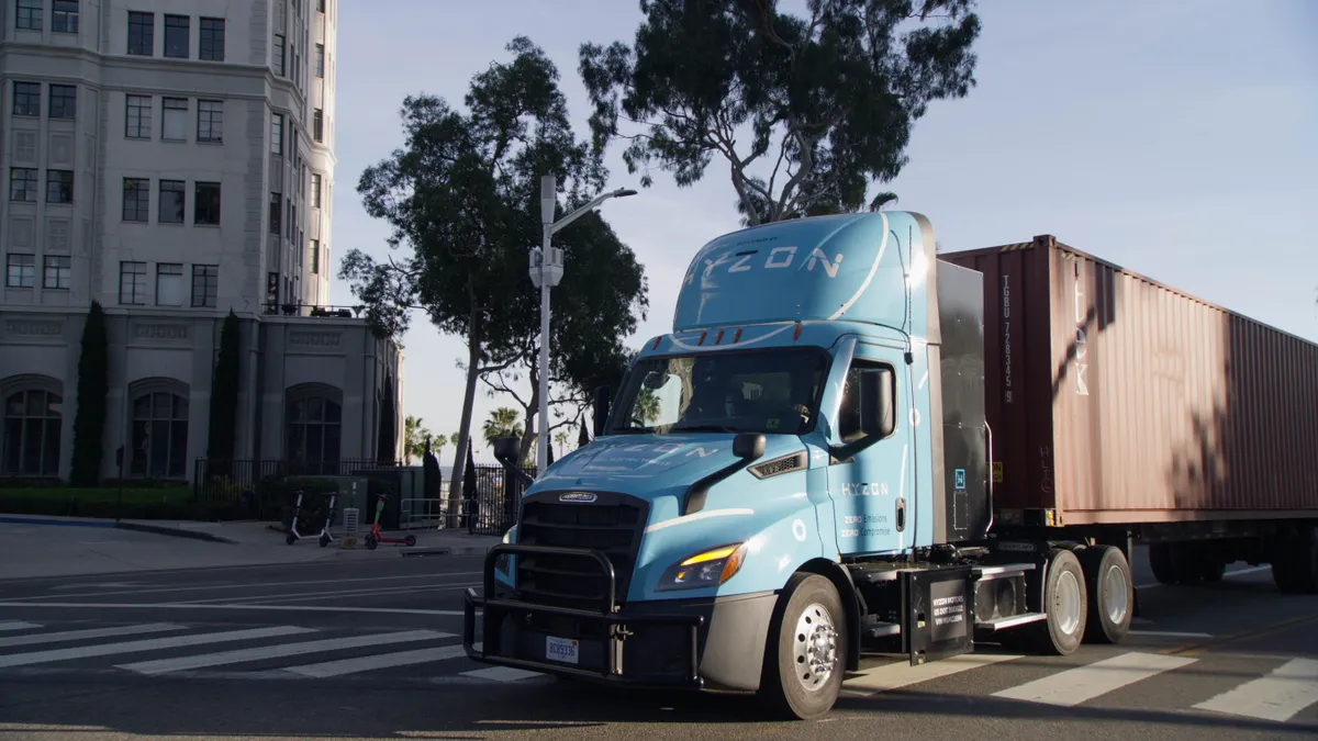 A Hyzon truck on a road in California.