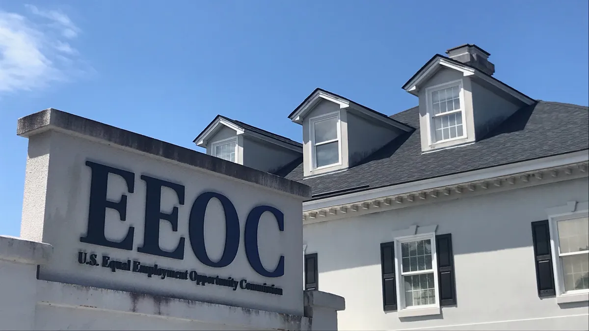 A sign marks the location of the U.S. Equal Employment Opportunity Commission's Local Office in Savannah, Georgia on September 17, 2022.