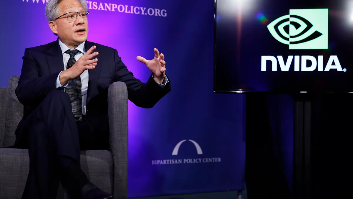 Nvidia President and CEO Jensen Huang speaks about the future of artificial intelligence and its effect on energy consumption and production at the Bipartisan Policy Center on Sept. 27, 2024 in Washington, DC.