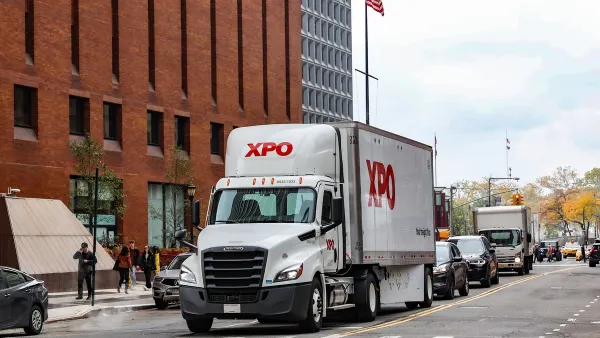 XPO truck city street
