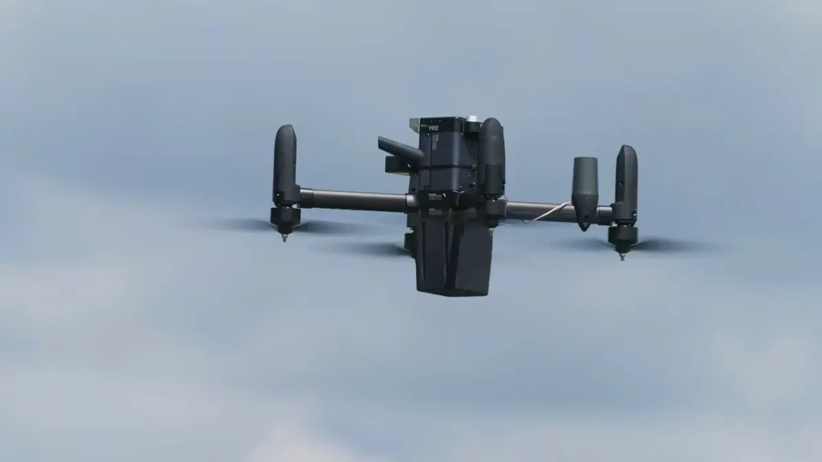 Anduril Industries' counter unmanned aerial system flies in the sky.