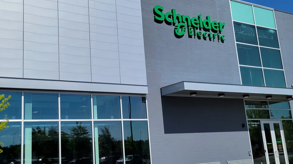 A facade of a Schneider Electric building.