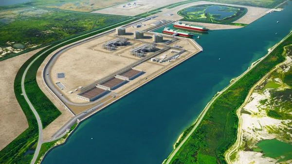 Rendering of the $11 billion Port Arthur LNG project in Port Arthur, Texas.