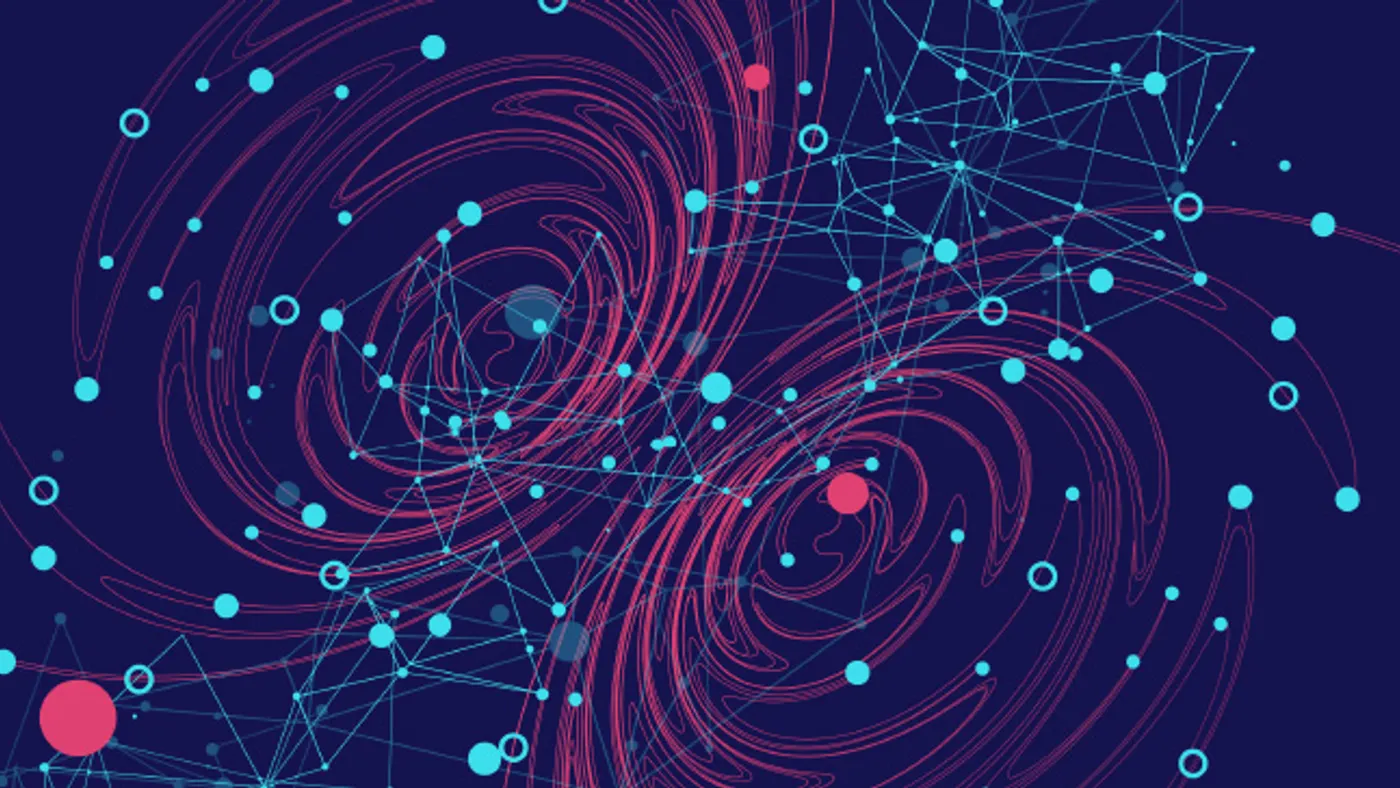 Template for science and technology presentation. Plexus style background.