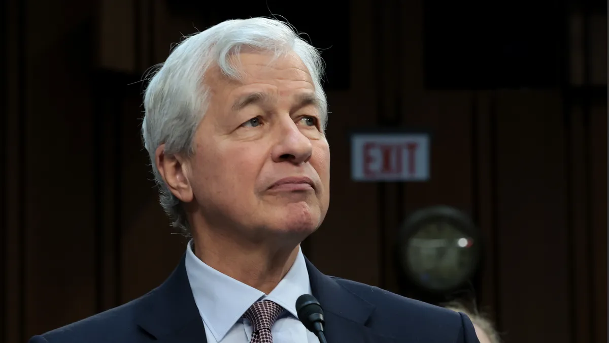 Jamie Dimon, Chairman and CEO of JPMorgan Chase, testifies during a Senate Banking Committee hearing at the Hart Senate Office Building on December 06, 2023 in Washington, DC.