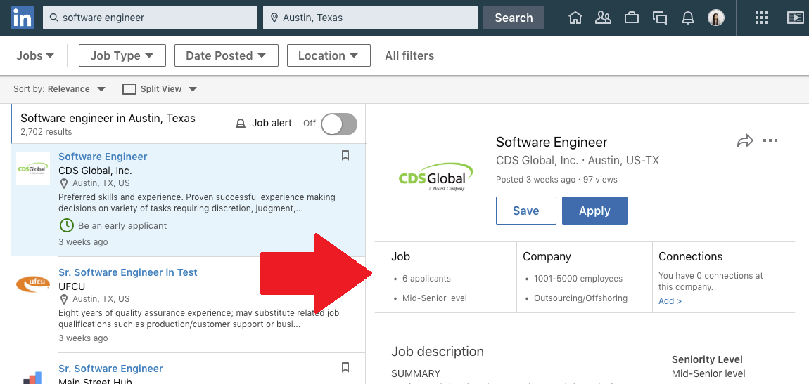 LinkedIn's new job listings