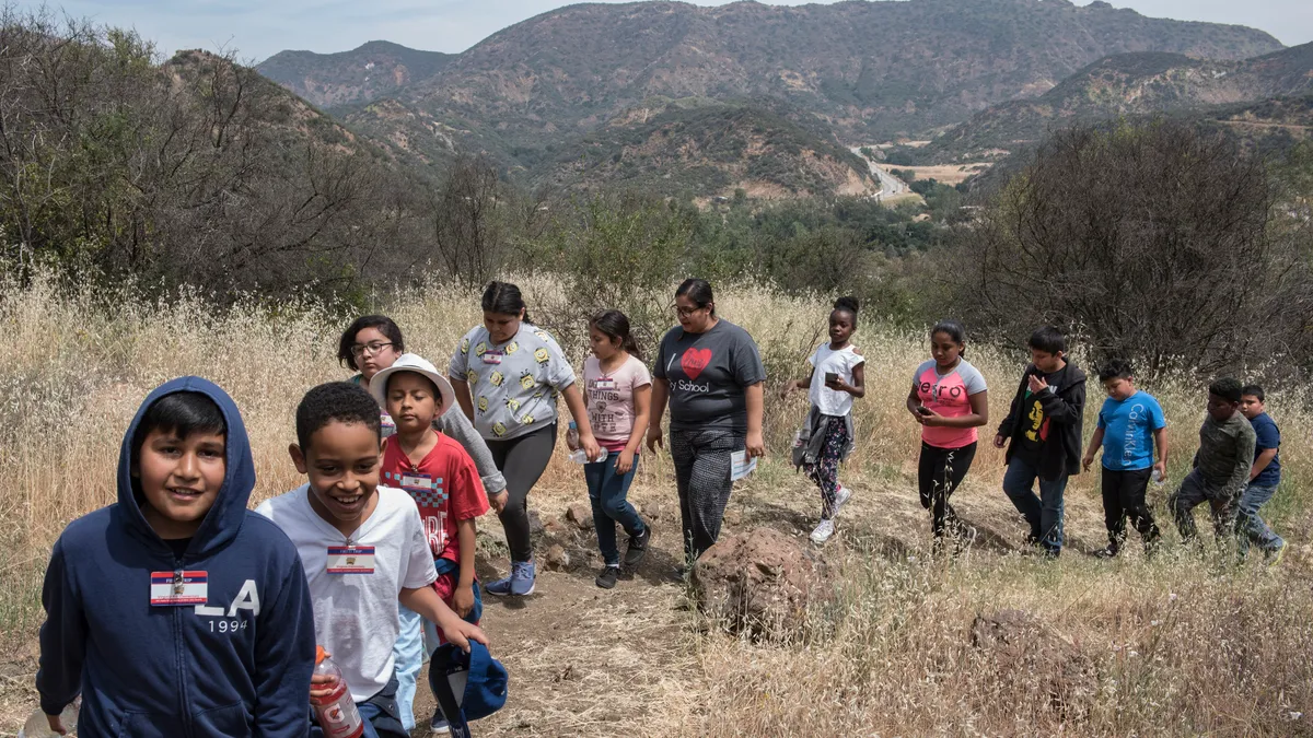 Students hike in the Santa Monica Mountains.