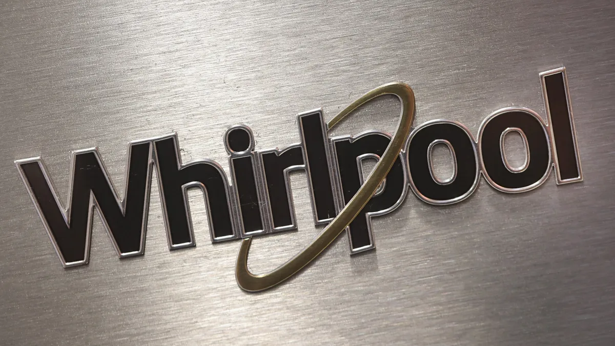 The Whirlpool logo on a home appliance product.