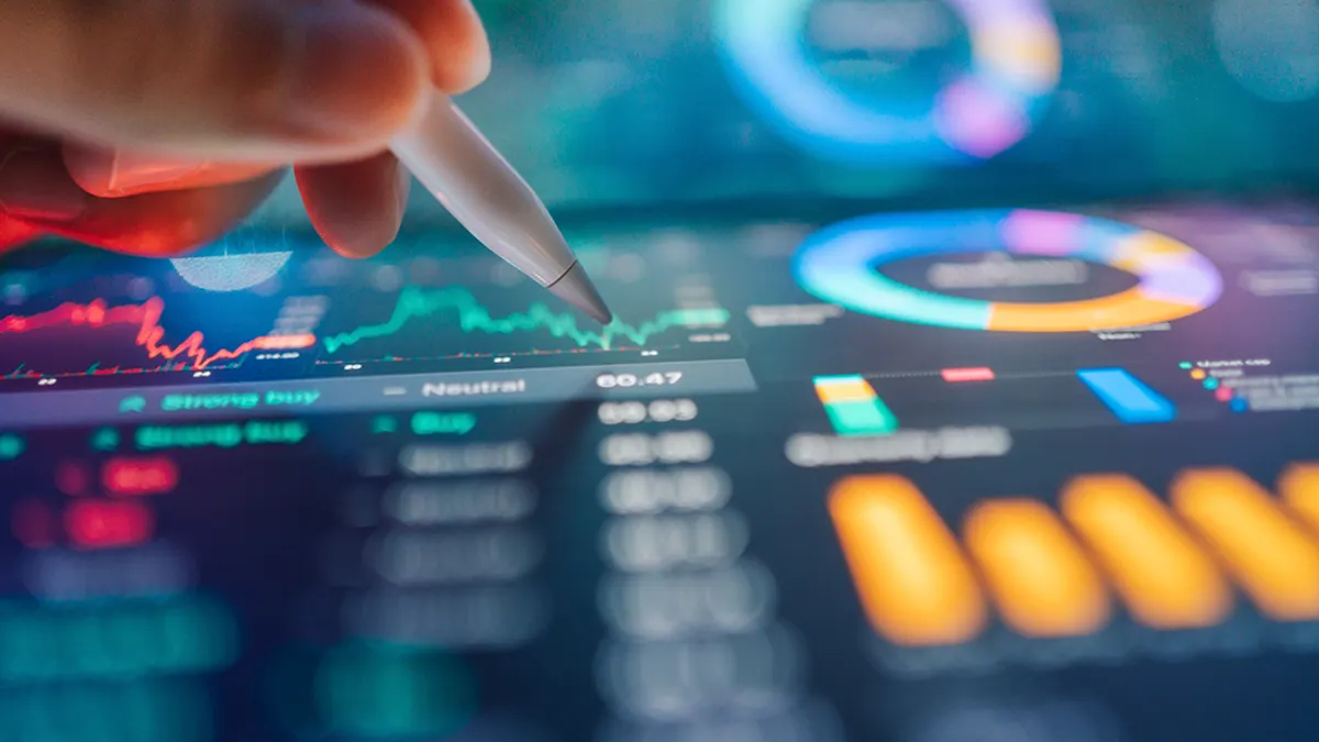 Using Ai finance interact with an AI data finance assistant on a tablet