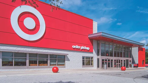 A Target storefront with the company's signature red color scheme and bullseye logo