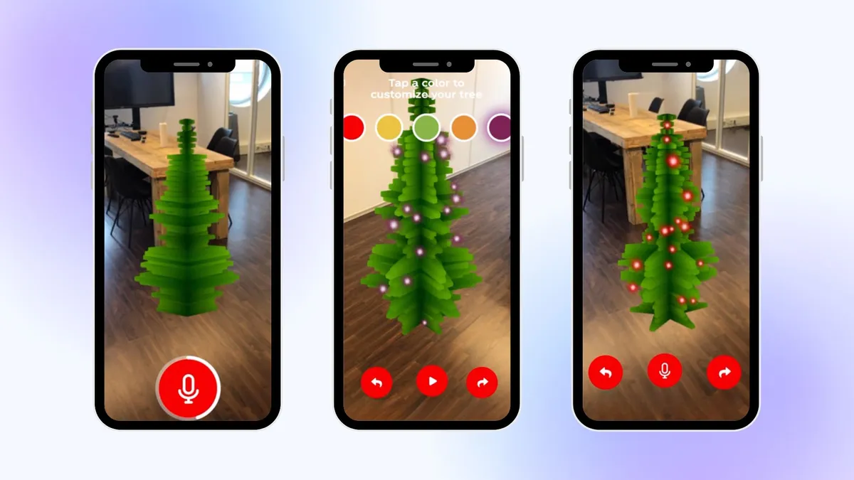 Augmented reality christmas trees on phone screens