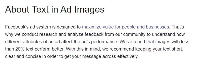 Facebook text in ad images