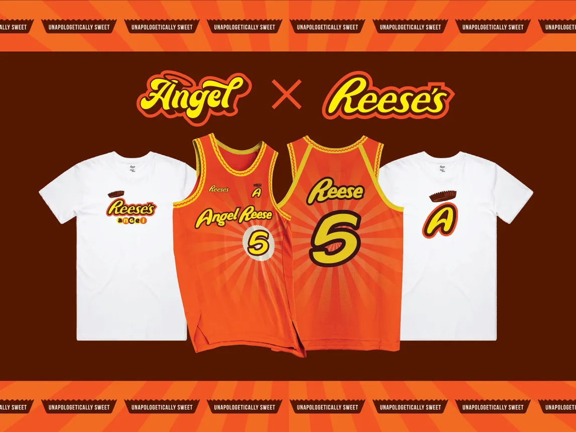 Various apparel items from Reese&#x27;s collaboration with WNBA star Angel Reese