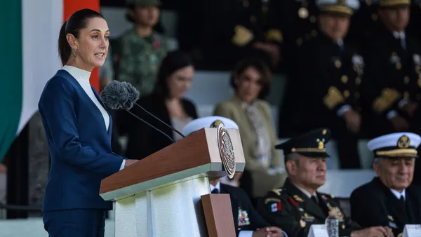 President of Mexico Claudia Sheinbaum speaks in Mexico City on Oct. 3, 2024.