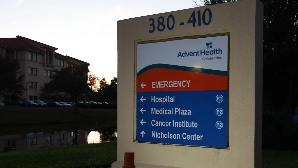 A sign outside AdventHealth Celebration Hospital