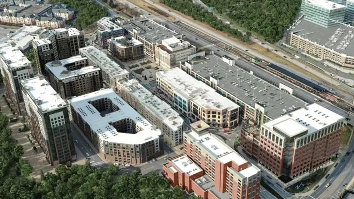 A skyshot of the Metro Centre at Owings Mills mixed-use development.