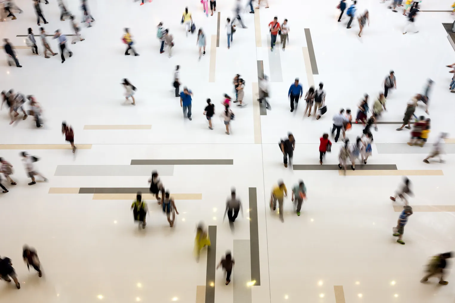 Interior shot of a busy mall.