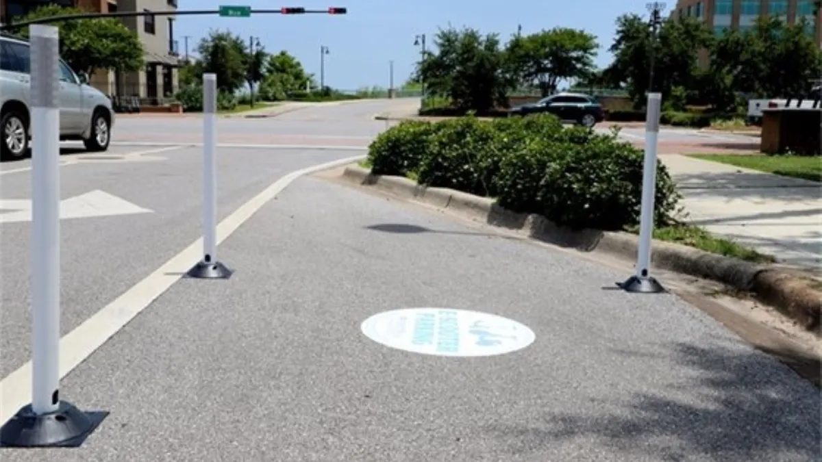 A parking corral for dockless scooters.