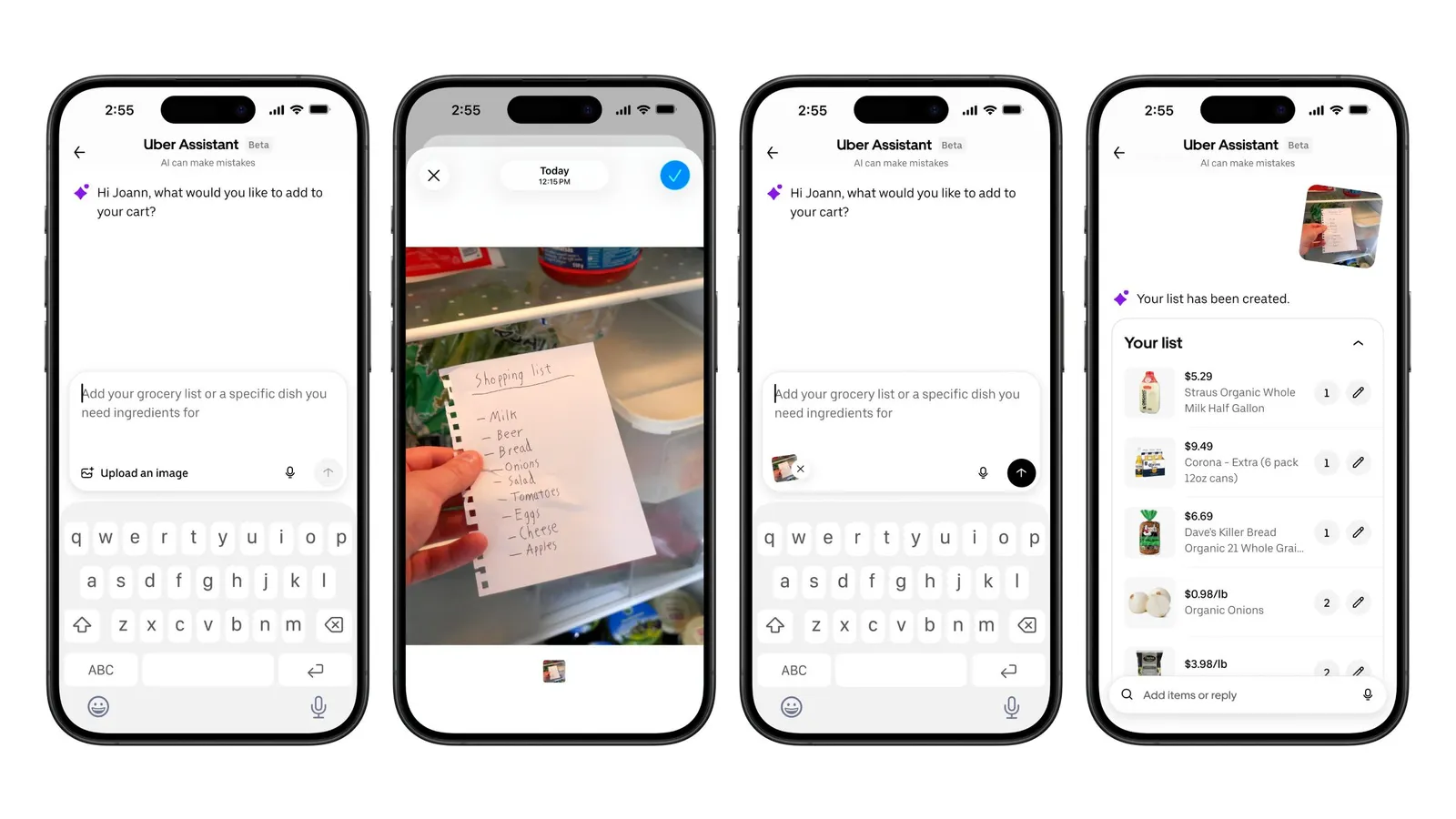 Uber debuts AI-powered personal grocery shopping assistant