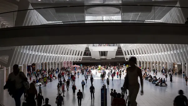 People walking at Oculus mall in New York City