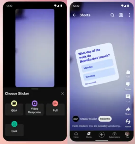 YouTube quiz stickers