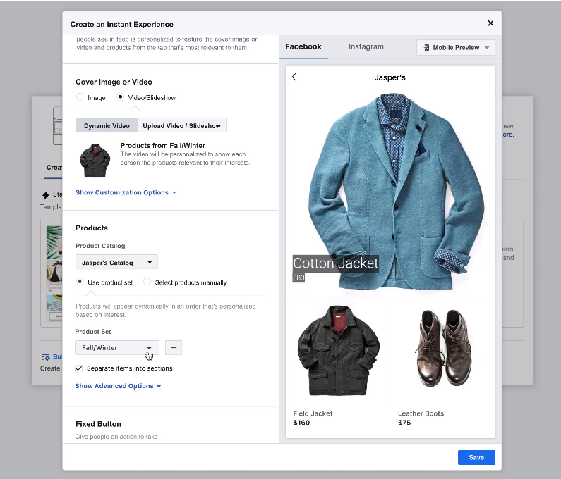 An example of the Facebook Collections Ad video creation process
