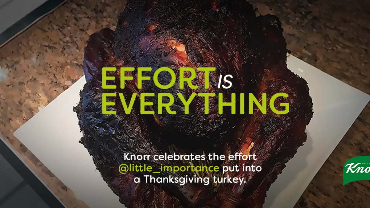 Knorr campaign imagery depicting a burnt turkey dinner for its "#EffortisEverything" campaign.