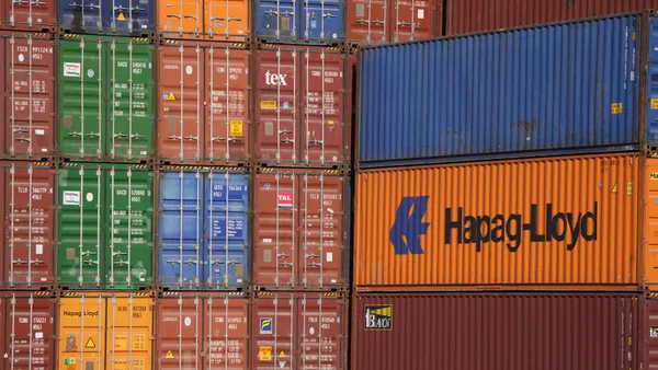 Stacked containers.