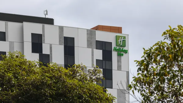 The exterior of a Holiday Inn hotel.