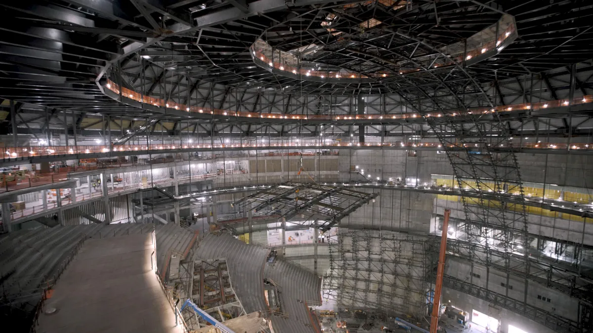 crews working on msg sphere