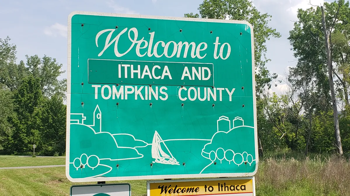 Ithaca, NY welcome sign