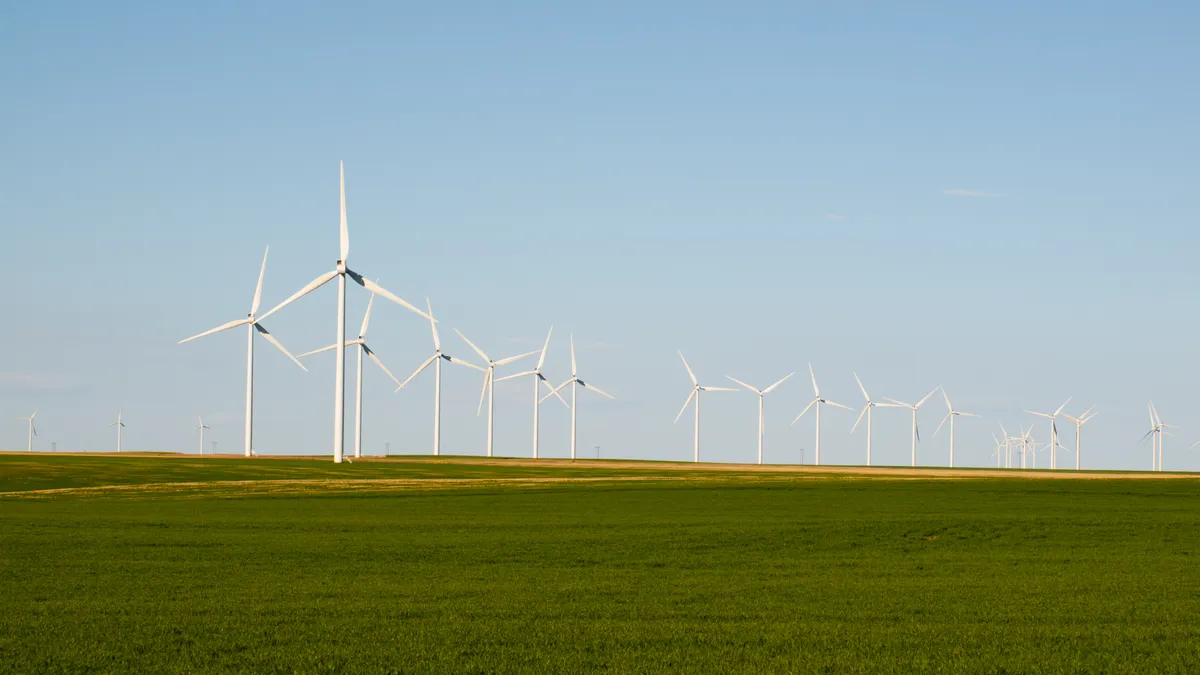 Wind turbines farm in Limon, Colorado.