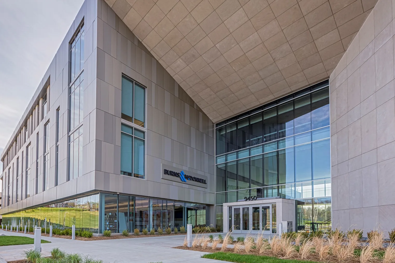 Entrace of the Burns & McDonnell office building in Kansas City, Missouri