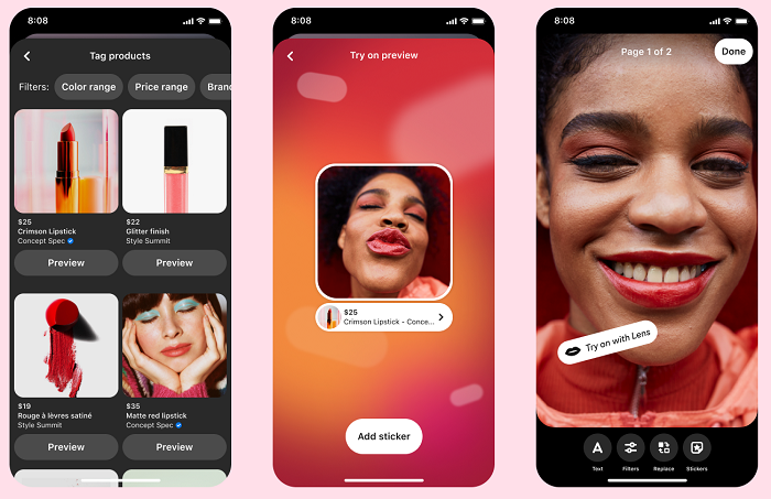 Pinterest AR tools in Idea Pins