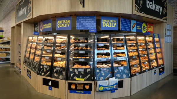 A display of baked goods in a store.