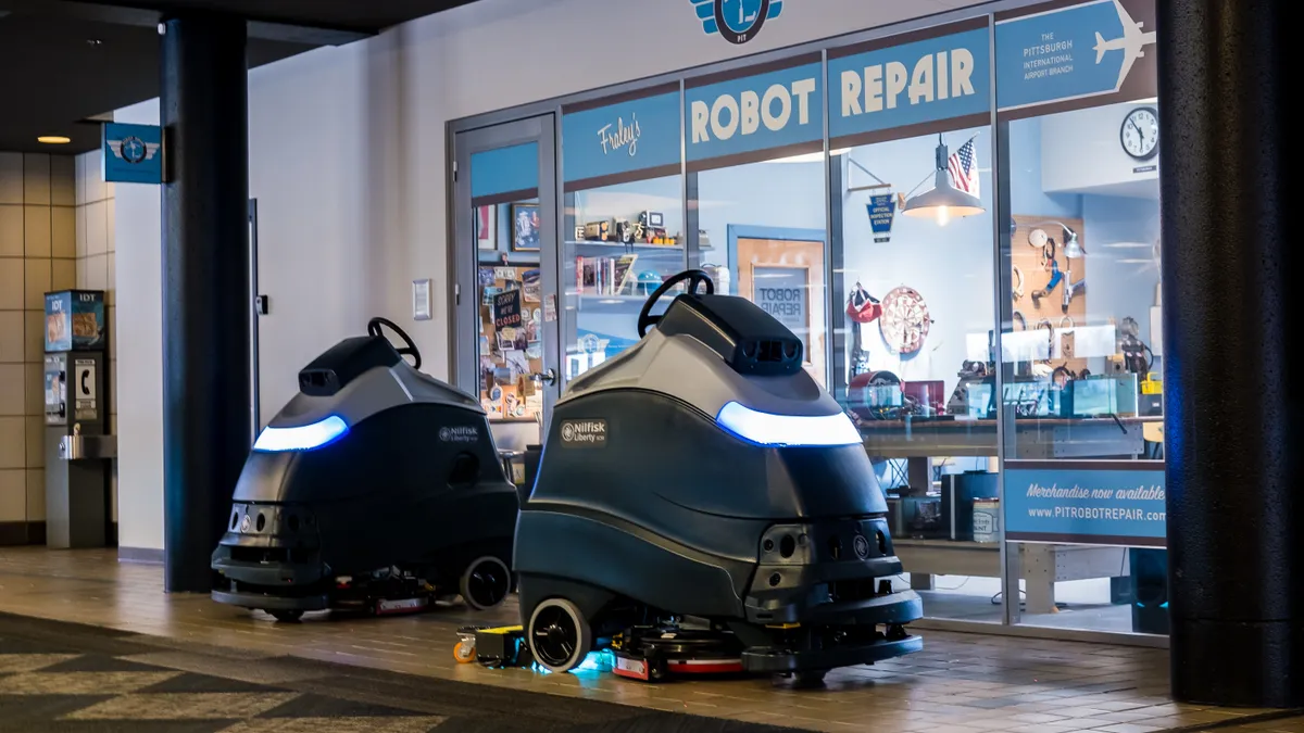 Autonomous cleaning robots at Pittsburgh International Airport