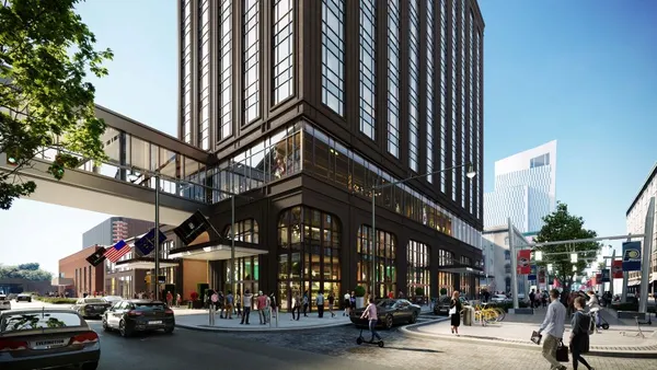 A rendering shows a hotel development in downtown Indianapolis.
