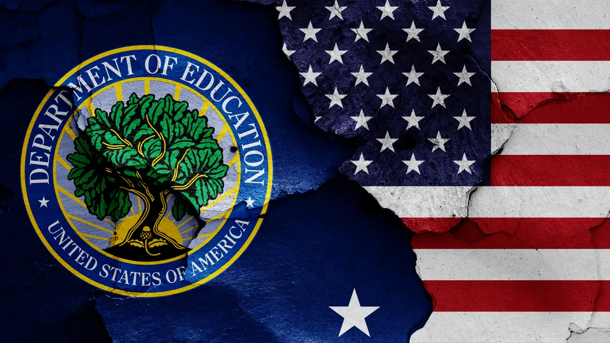 The Education Department logo meshed with the American flag.