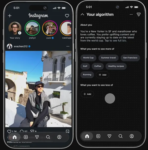 Instagram algorithm control options