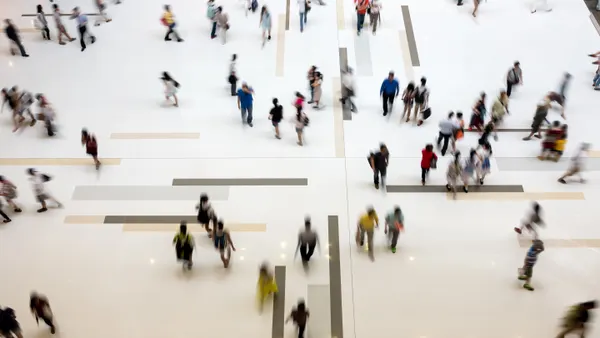 Interior shot of a busy mall.