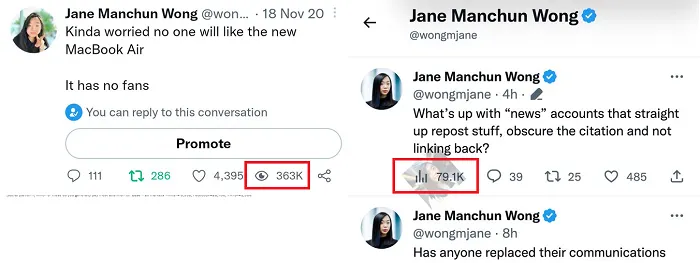 Twitter view counts