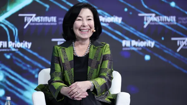 Safra Catz, Oracle's new executive board chair, makes remarks during the FII Priority Summit on Feb. 20, 2025 in Miami Beach, Florida.