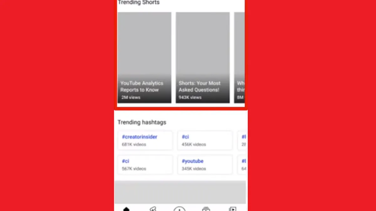YouTube Shorts shelf