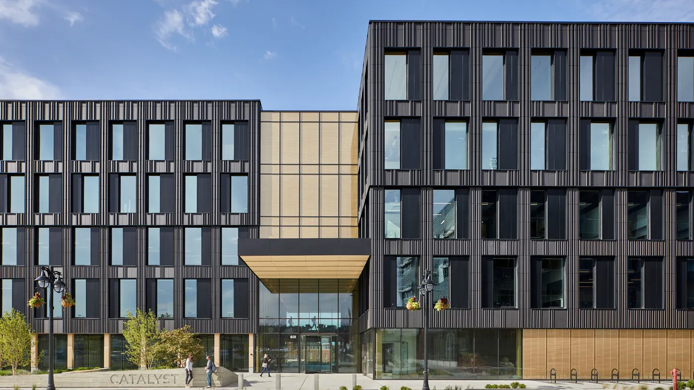 The Catalyst building is constructed from 4,000 cubic meters of locally sourced mass timber