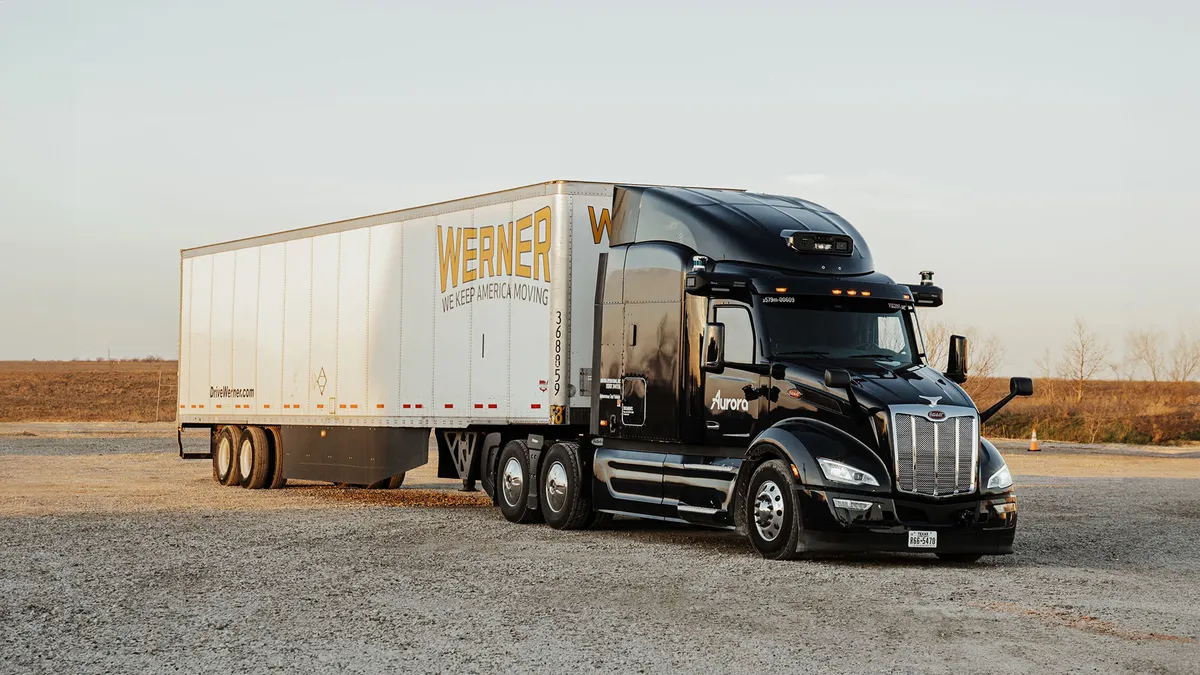 An Aurora truck with a Werner Trailer.