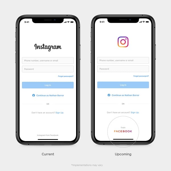 Facebook branding in Instagram