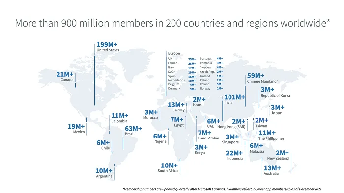 LinkedIn member map