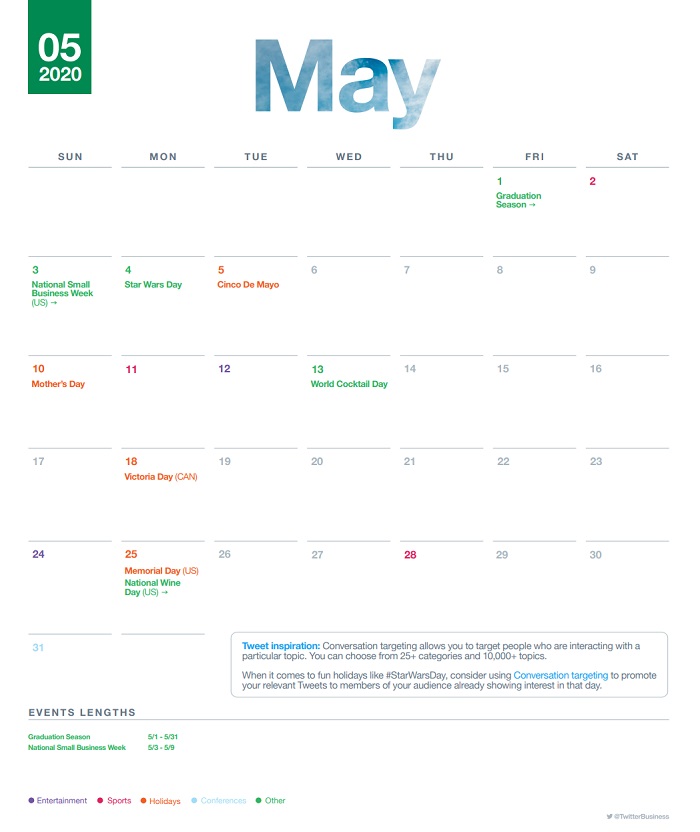 Twitter events calendar May 2020