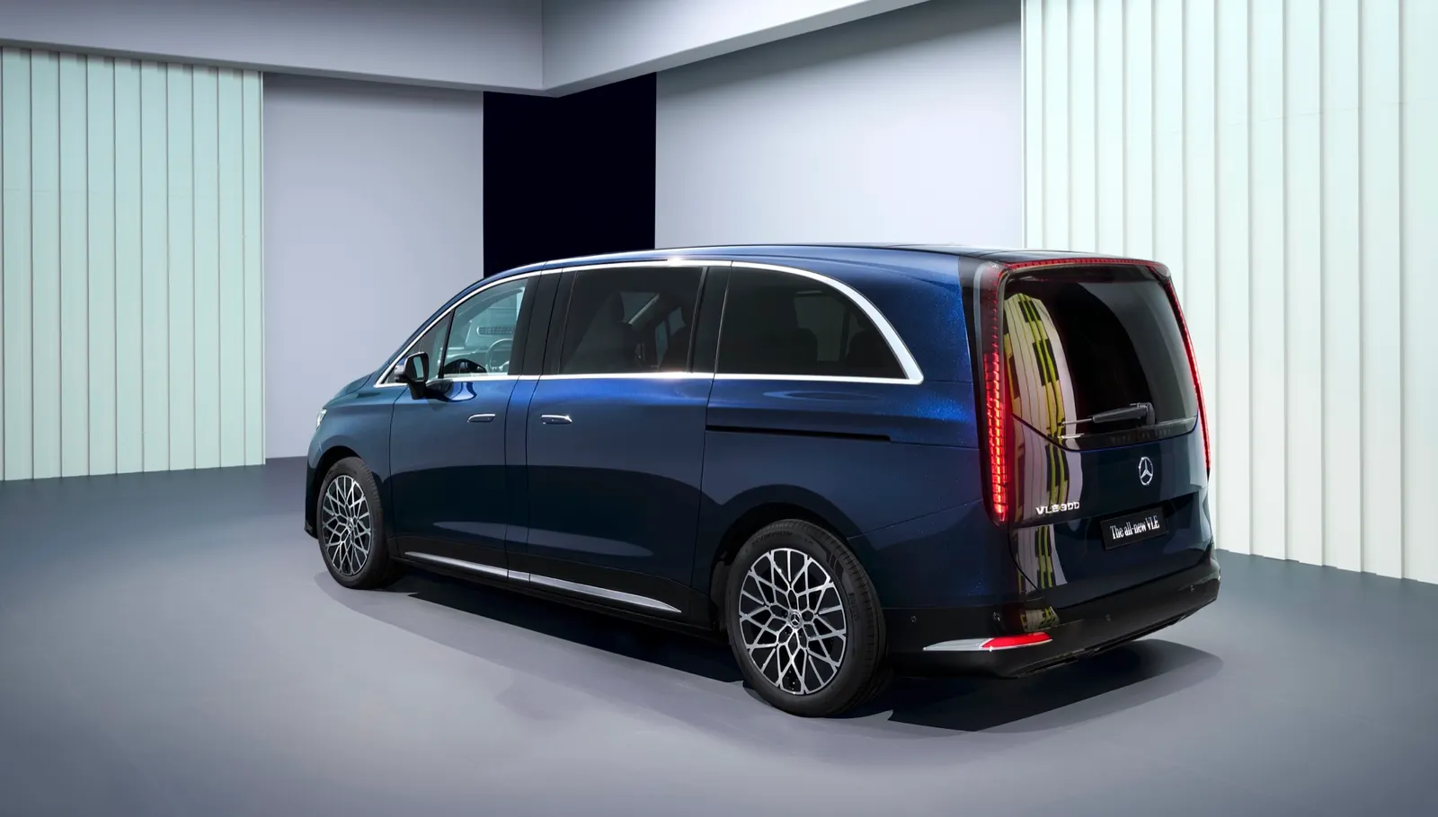 The Mercedes VLE at its studio reveal, in front angle view.