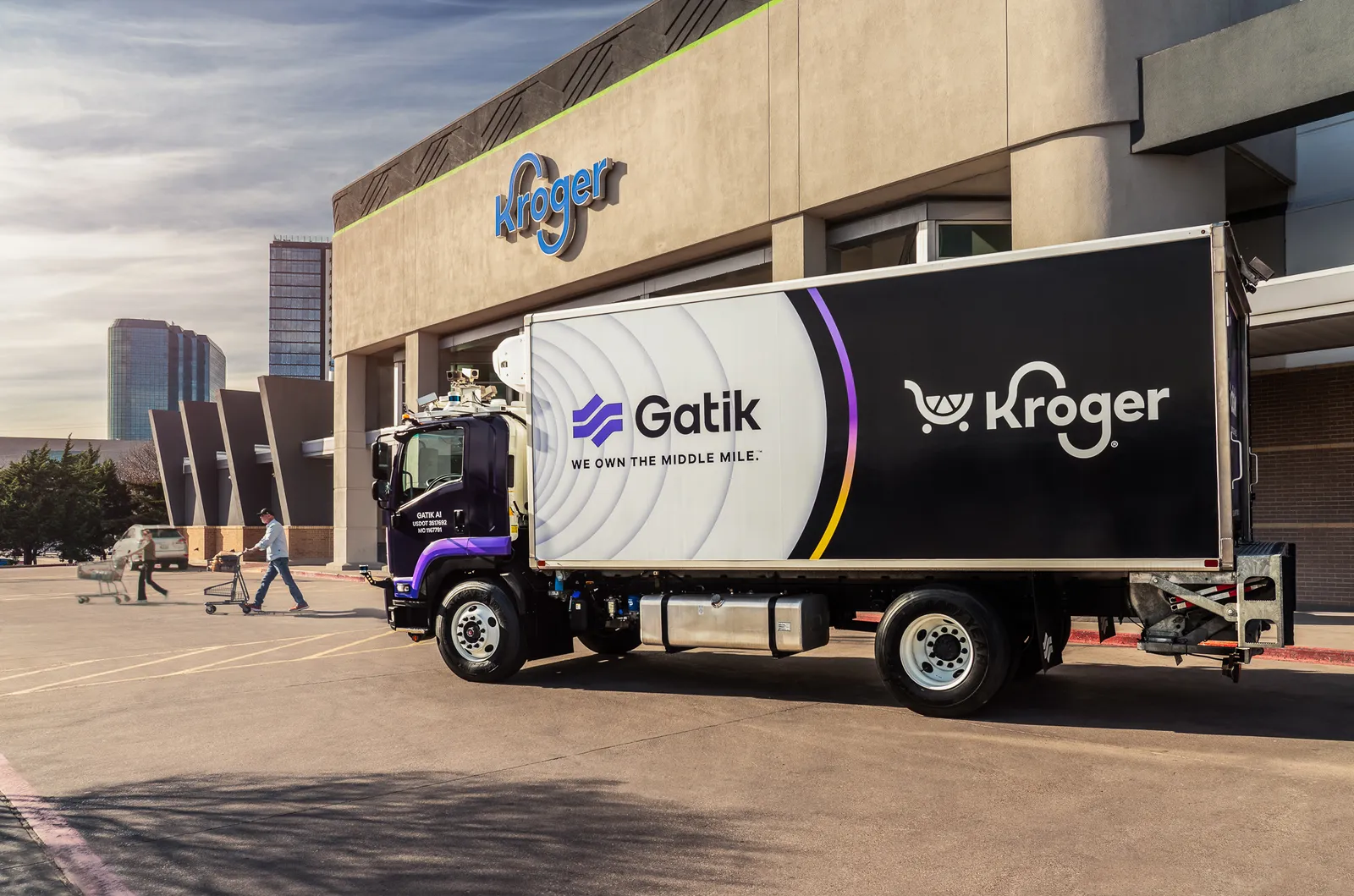 Truck in front of supermarket